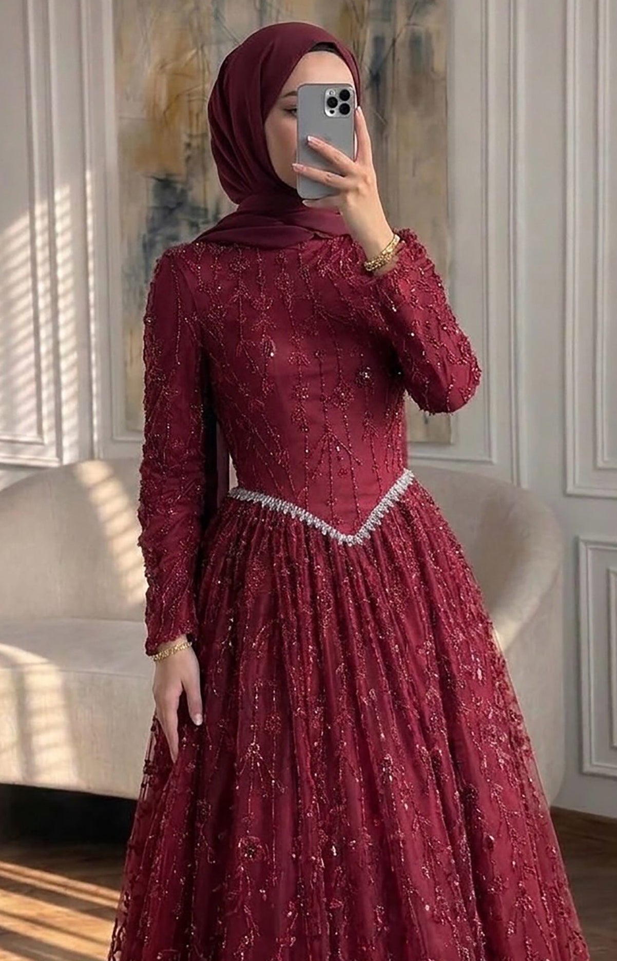 Zariya Gown With Crystal Chain