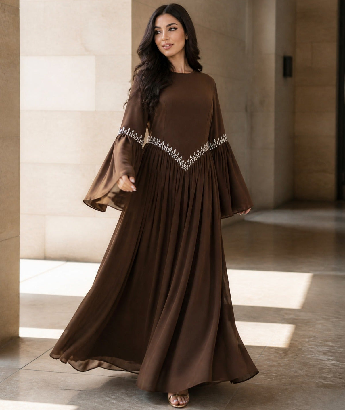 Zarmina Beaded Chiffon Dress