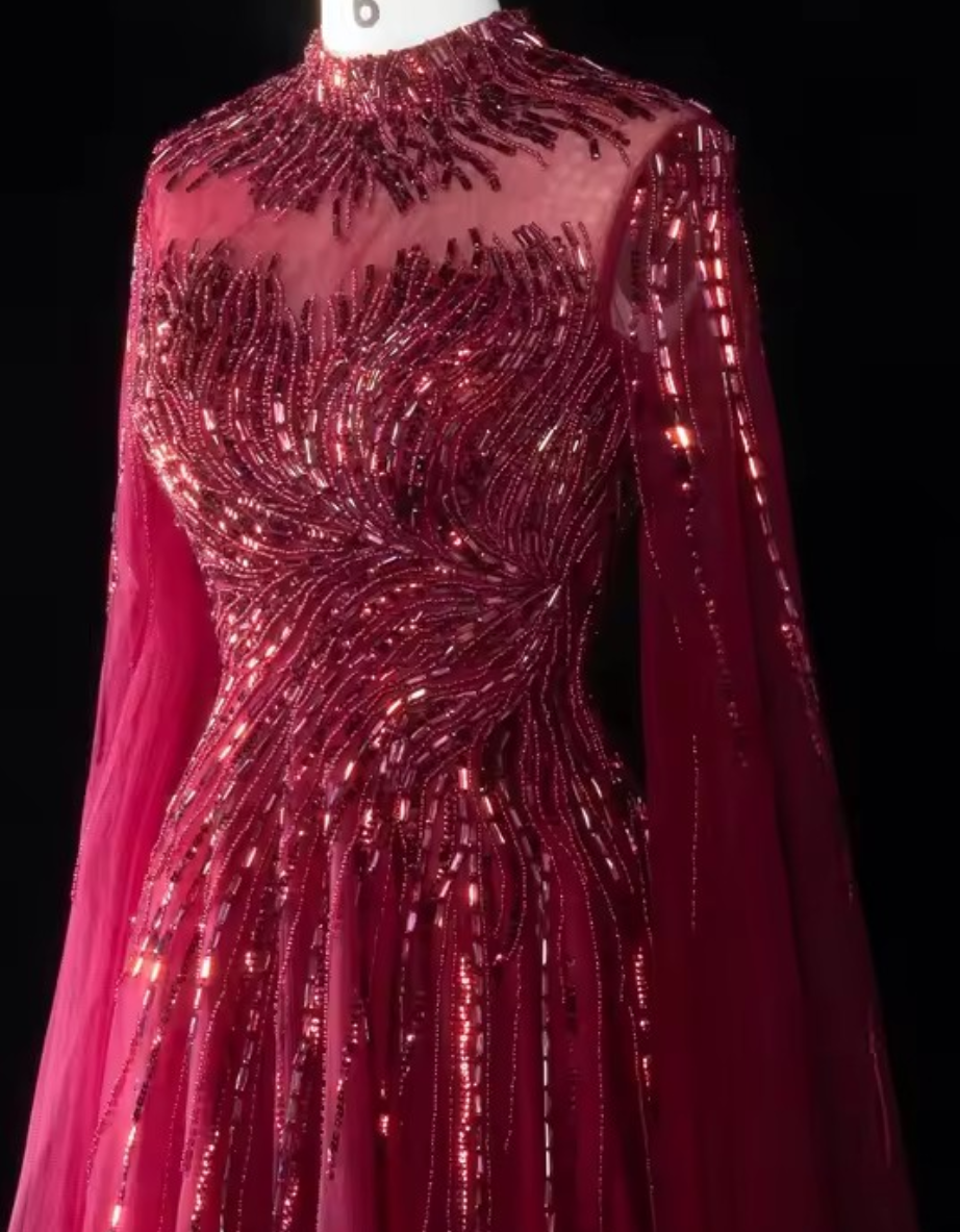 Aliyah Tulle Cape Gown