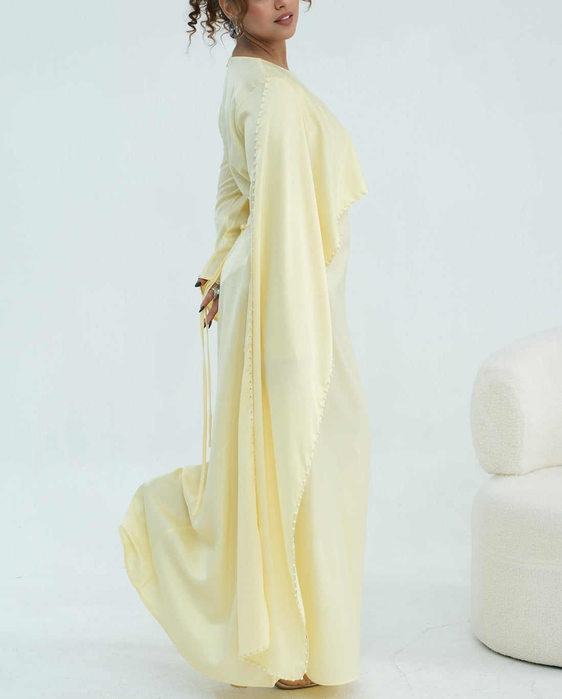 Zamina Pearl Dress- Satin Material