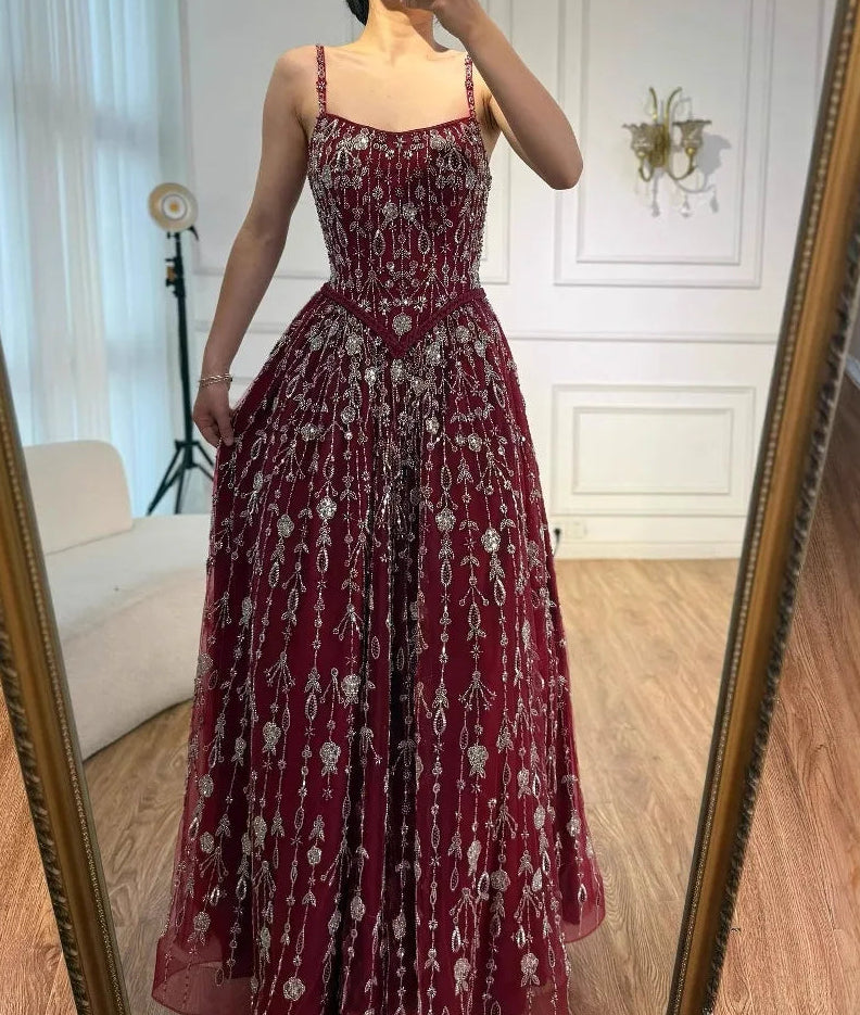 Zariya Pearl Beaded Gown