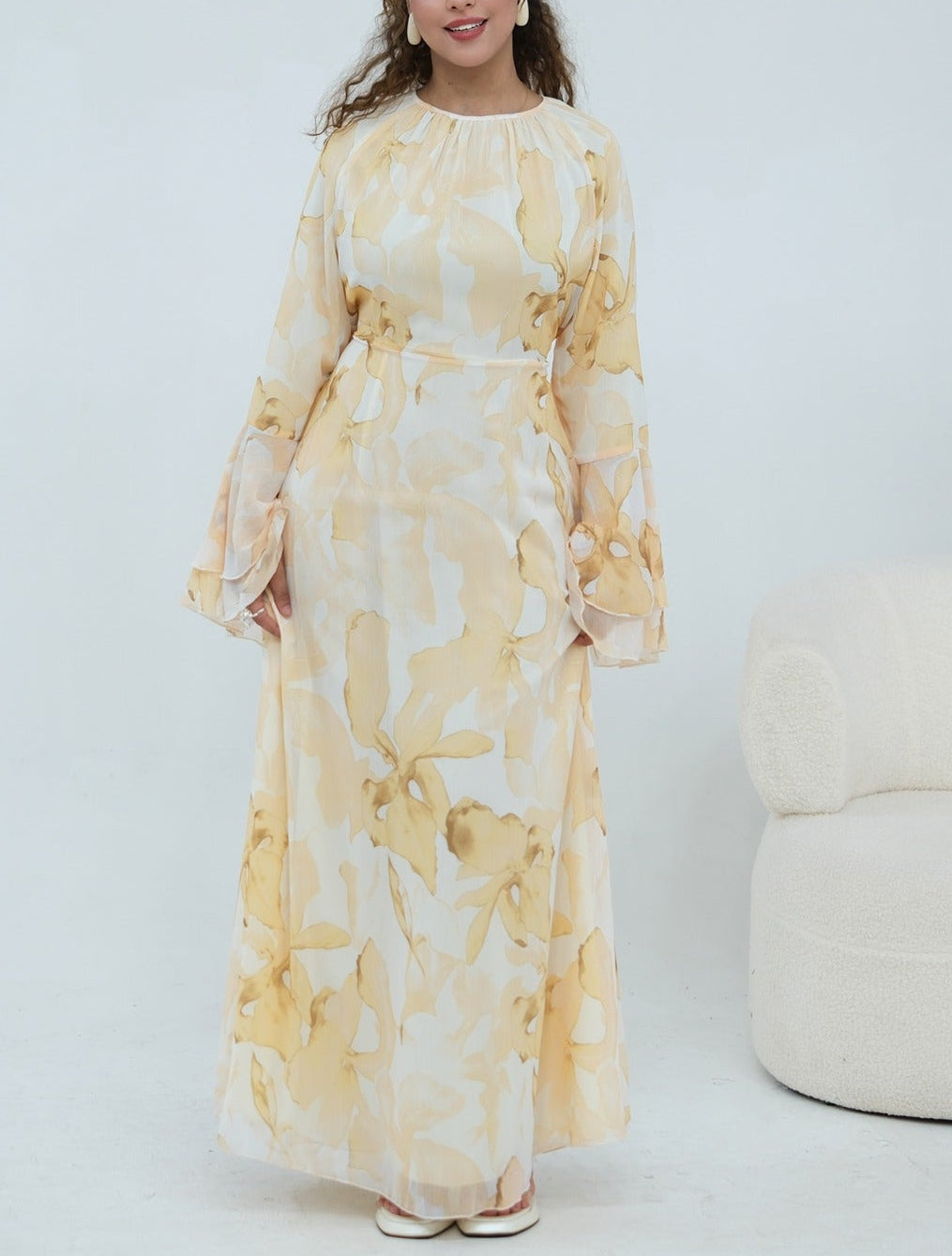 Daani-Ruffle Printed Maxi Dress