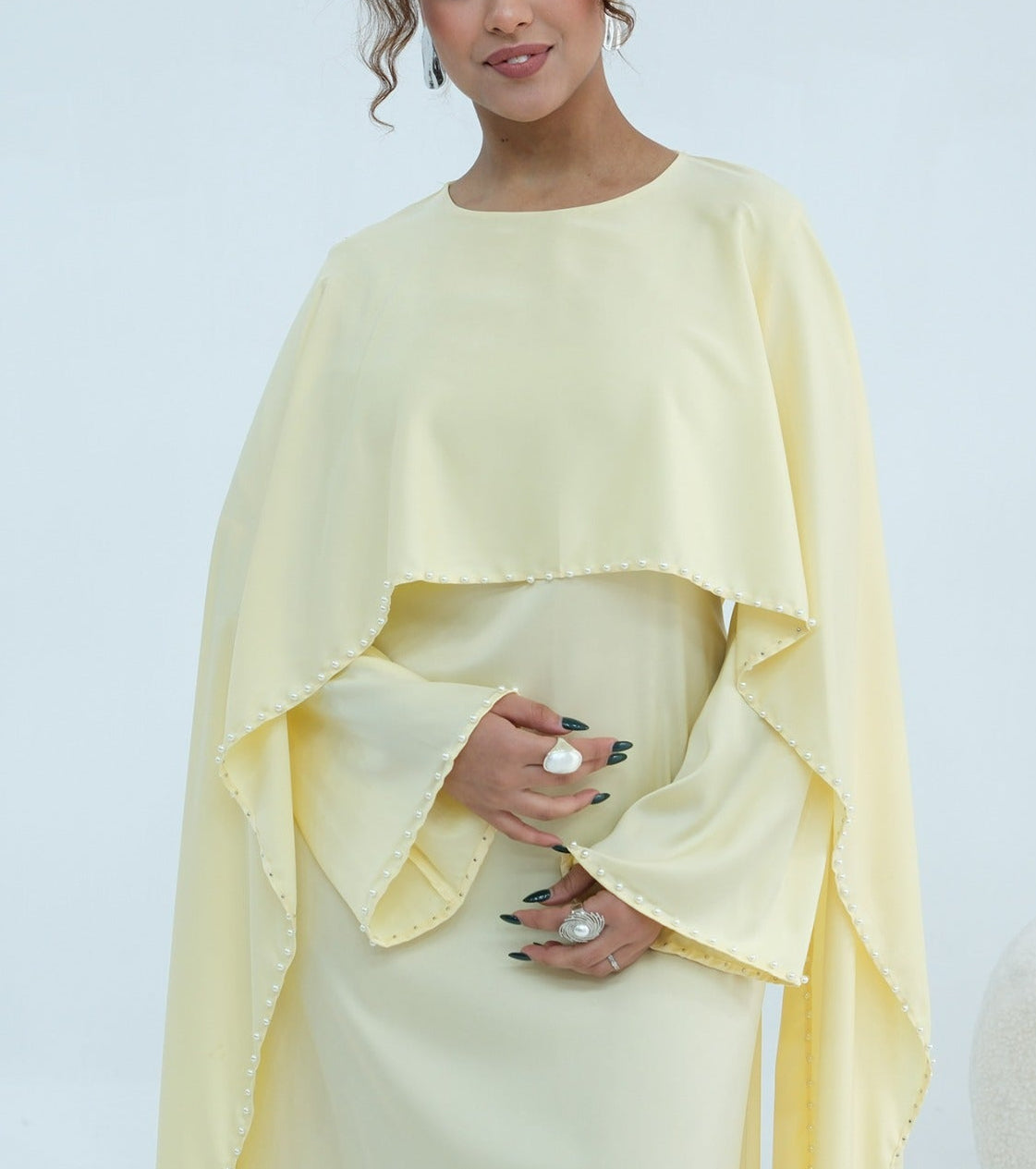 Zamina Pearl Dress- Satin Material