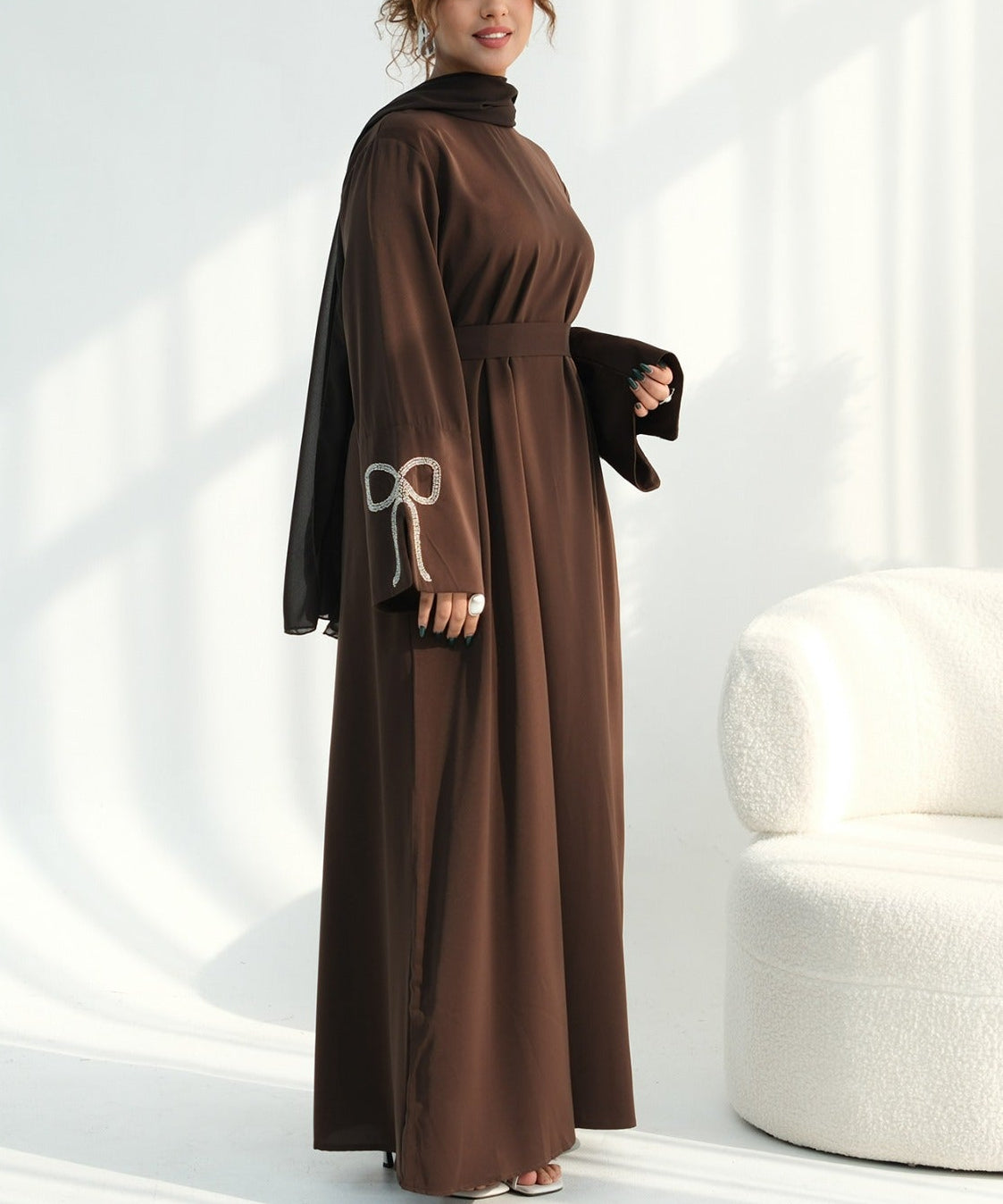 Sumara Bow Embroidery Abaya