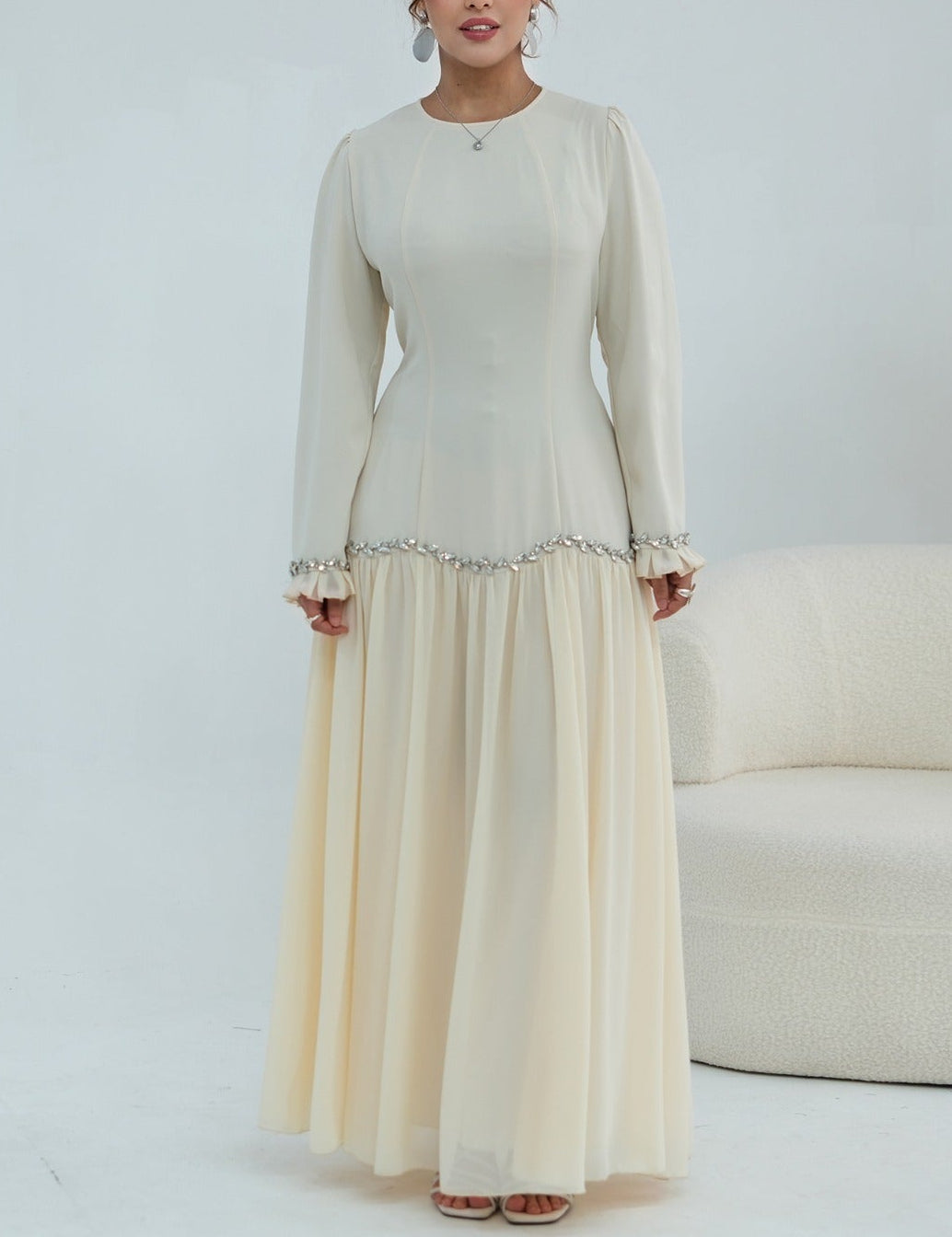 Mahnoor Beaded Chiffon Dress