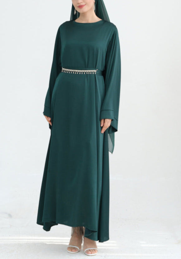 Satin Abaya With Crystal Chain