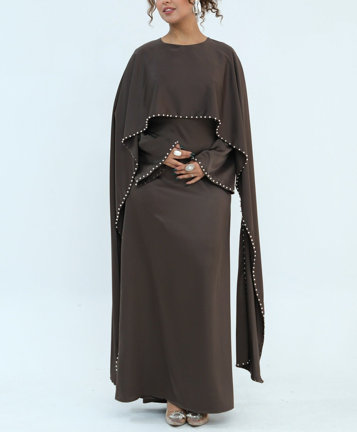 Zamina Pearl Dress- Satin Material