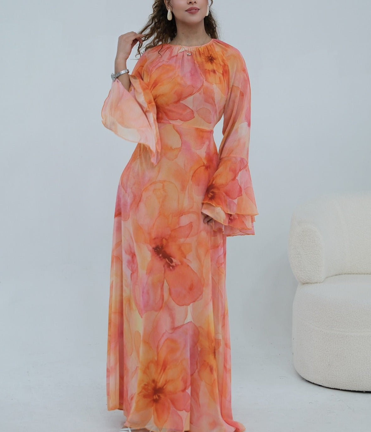Daani-Ruffle Printed Maxi Dress