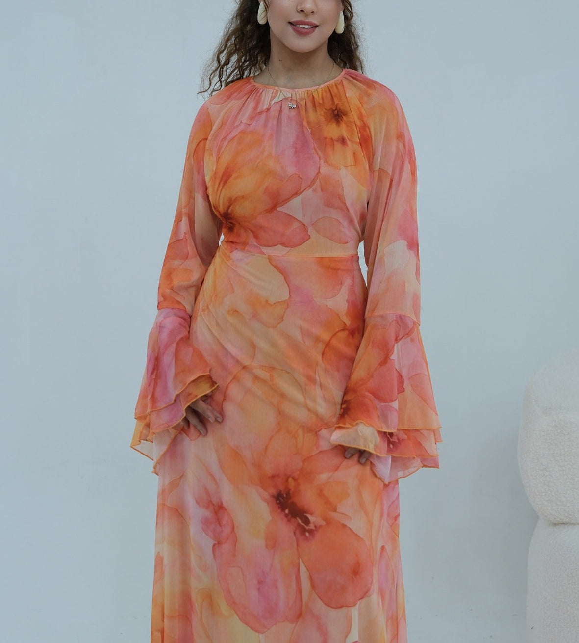 Daani-Ruffle Printed Maxi Dress