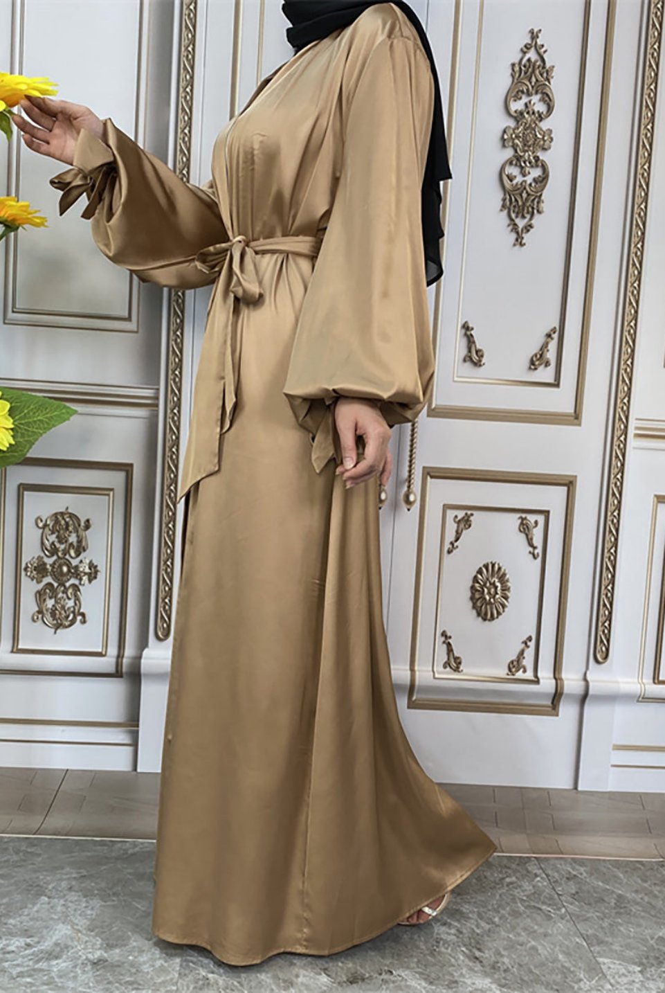 Maaya Satin Tie Abaya