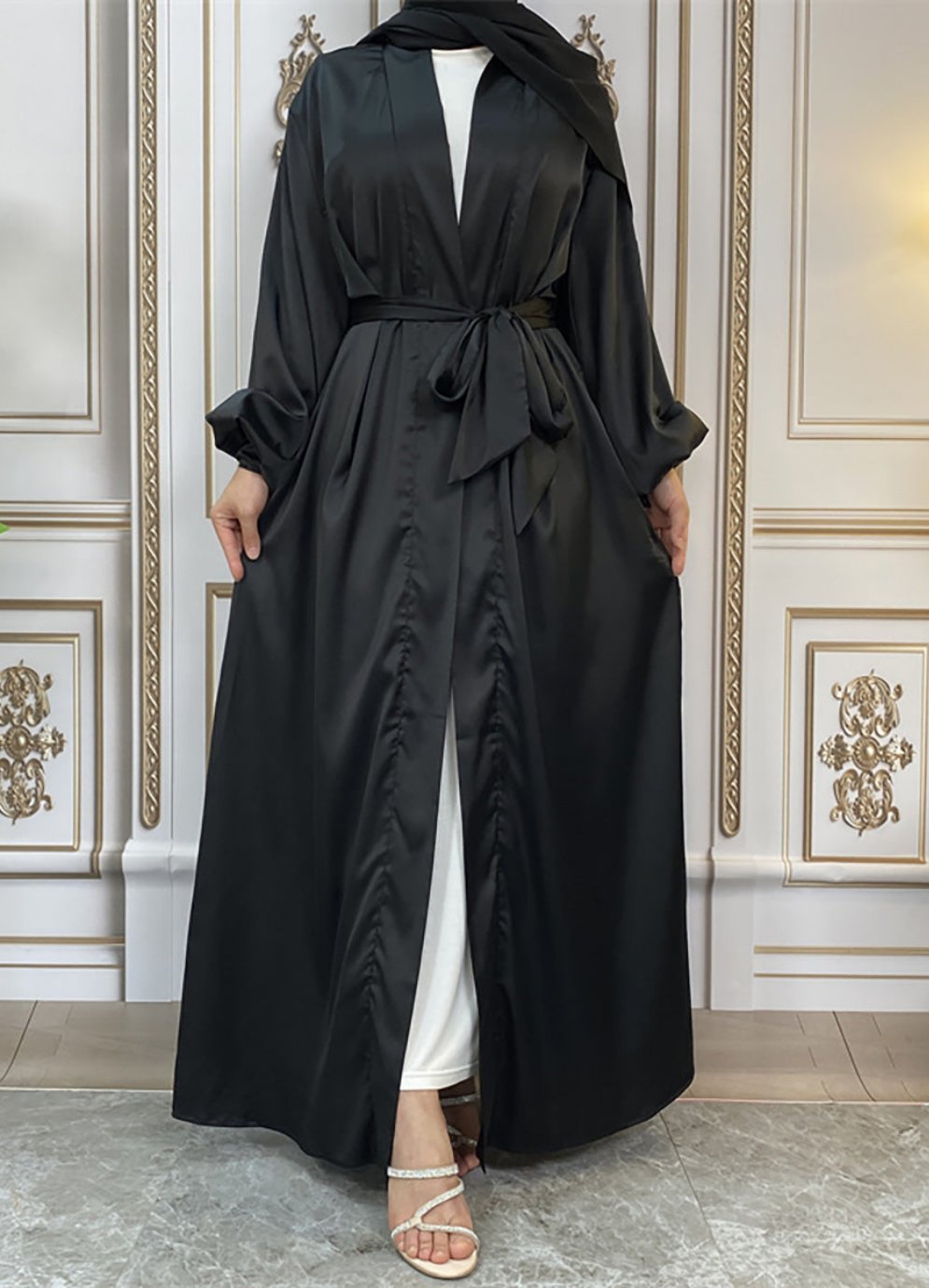Maaya Satin Tie Abaya
