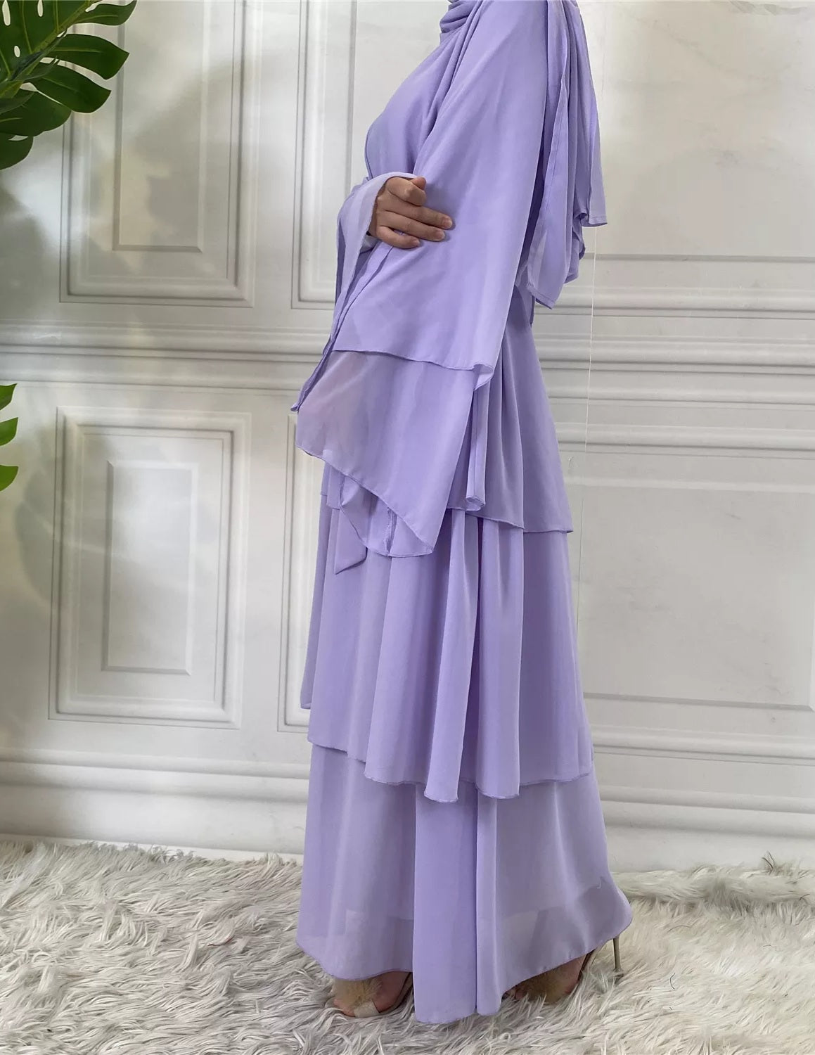 Alizeh-Layered Chiffon Abaya