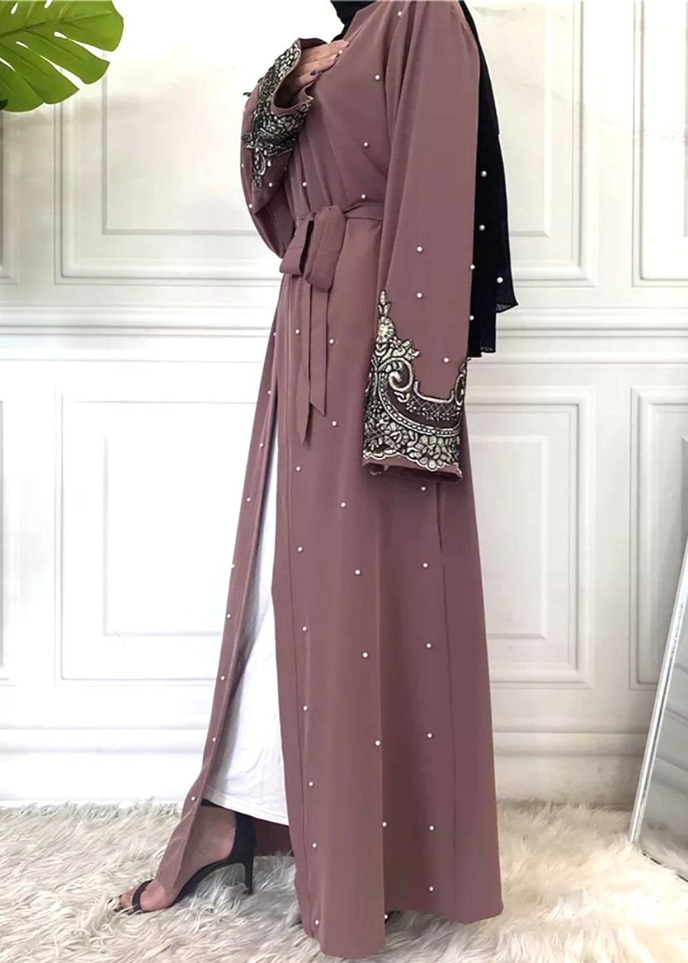 Hareem Pearl Abaya Muave Inaya Collections