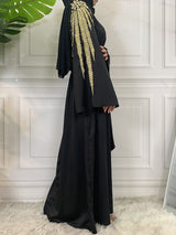 Zaibah Satin Dress-Gold Embroidery