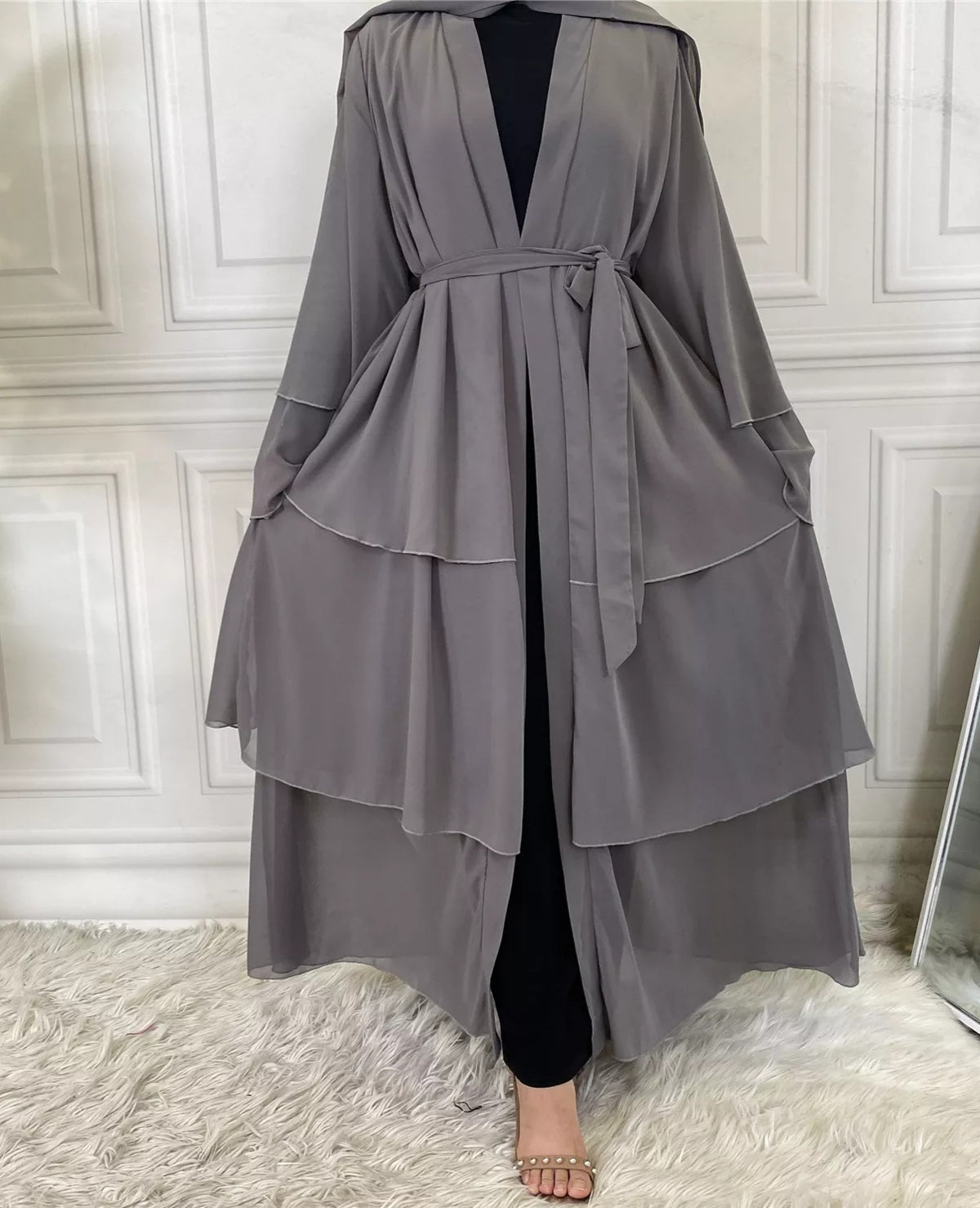 Alizeh-Layered Chiffon Abaya