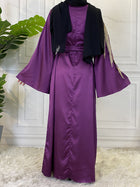 Zaibah Satin Dress-Gold Embroidery