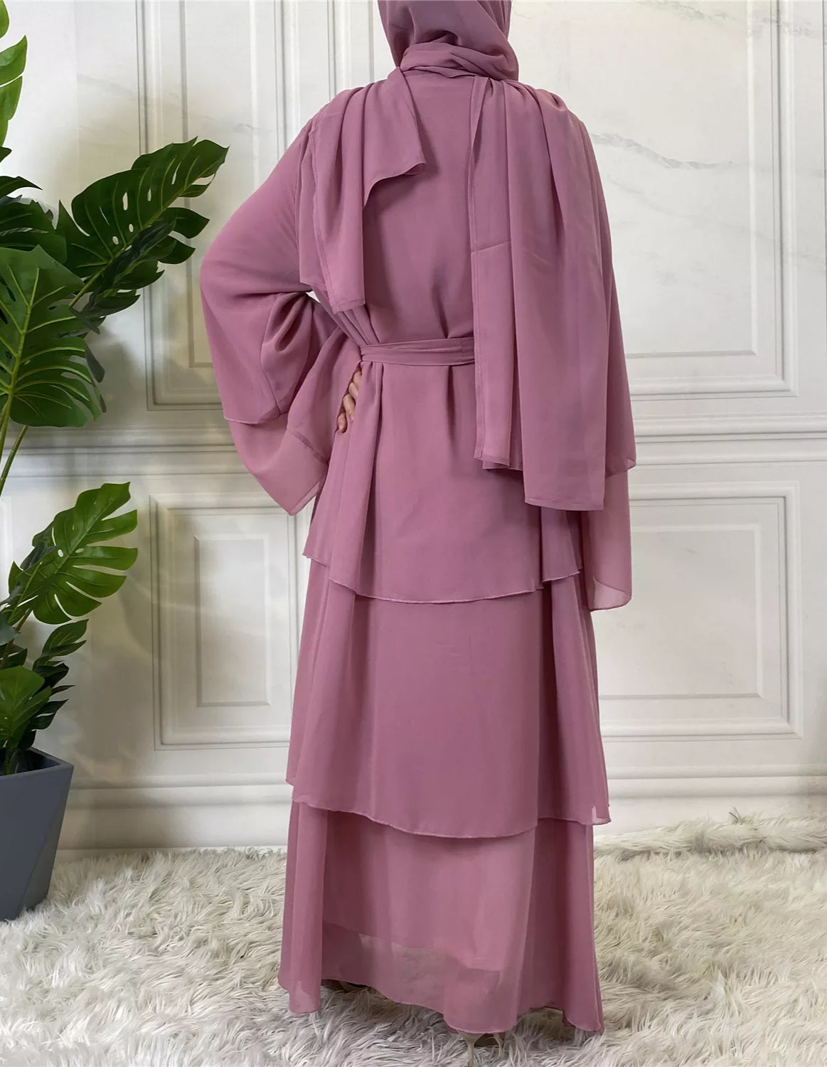 Alizeh-Layered Chiffon Abaya