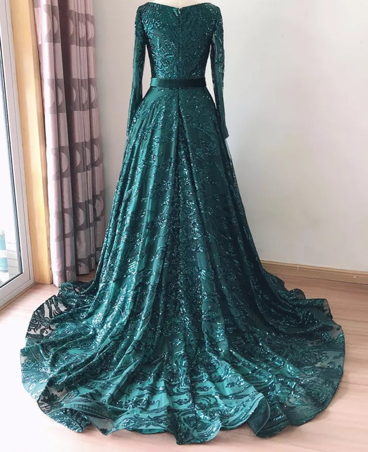 Liza Sequin Bridal Gown-Emerald Green