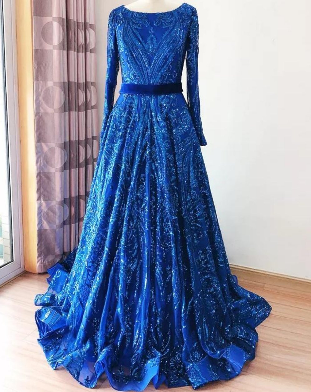 Liza Sequin Evening Gown- Royal Blue