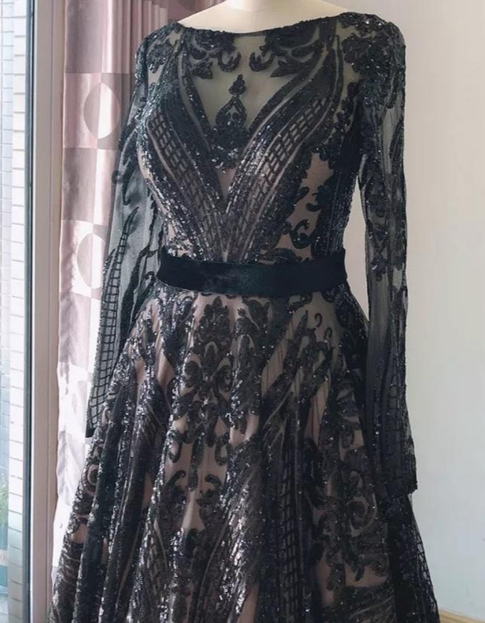 Liza Sequin Evening Gown- Midnight Black