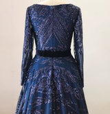 Liza Sequin Evening Gown-Navy Blue