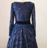 Liza Sequin Evening Gown-Navy Blue