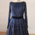 Liza Sequin Evening Gown-Navy Blue