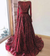 Liza Sequin Evening Gown-Maroon