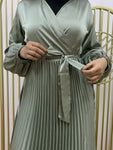 Freya Pleated Satin Dress