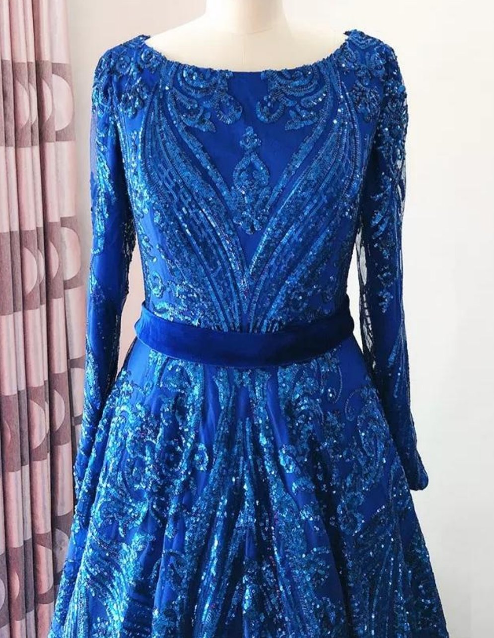 Liza Sequin Evening Gown- Royal Blue
