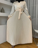 Freya Pleated Satin Dress
