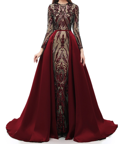 Layla Evening Gown- Burgundy