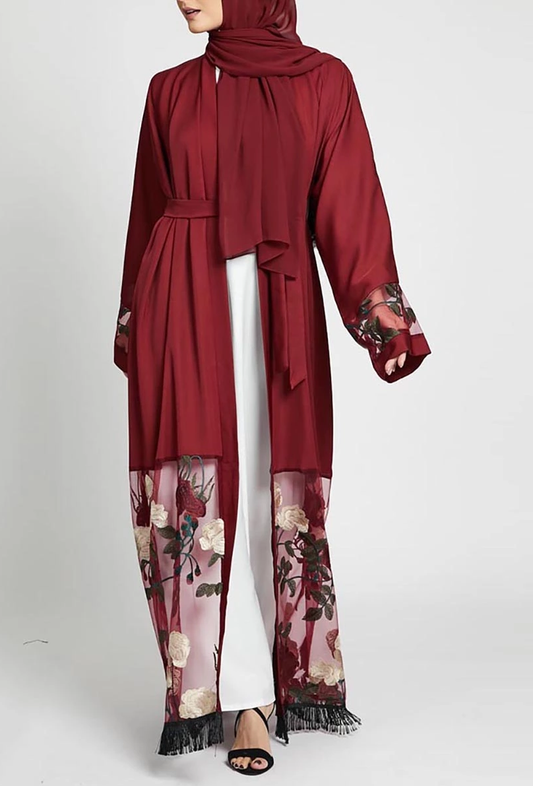 Ridaa-Floral Lace Abaya