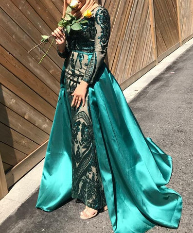 Layla Evening Gown-Emerald Green