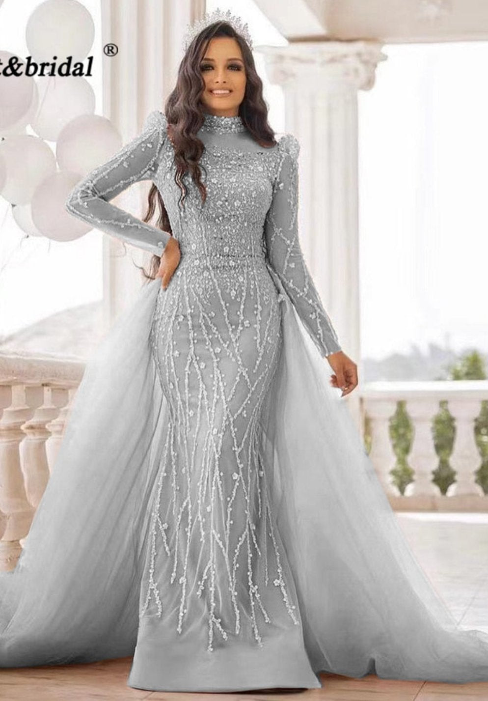 Amayra Mermaid Gown-Gray