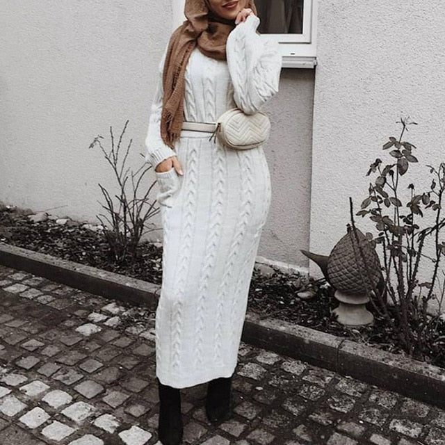 Cable Knit Jumper & Ankle Length skirt